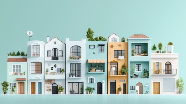 Colorful miniature townhouses