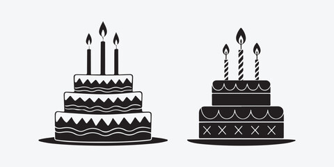 cake happy birthday silhouette vector style with white background Art & Illustration