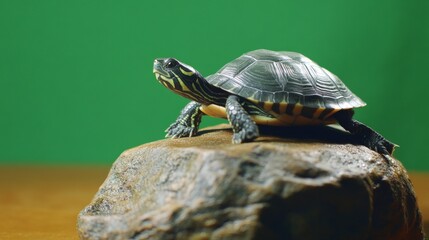 Obraz premium The Turtle Is Posing Upon A Textured Stone Surface