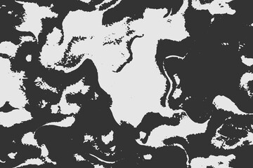 Abstract background texture with destruction effect, ink stains, grunge. Distress overlay, rough dirty wall concept. Black, gray. Worn, torn, weathered effect. Vector background