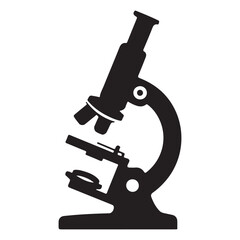 Black Microscope Icon for Scientific Research and Laboratory Use