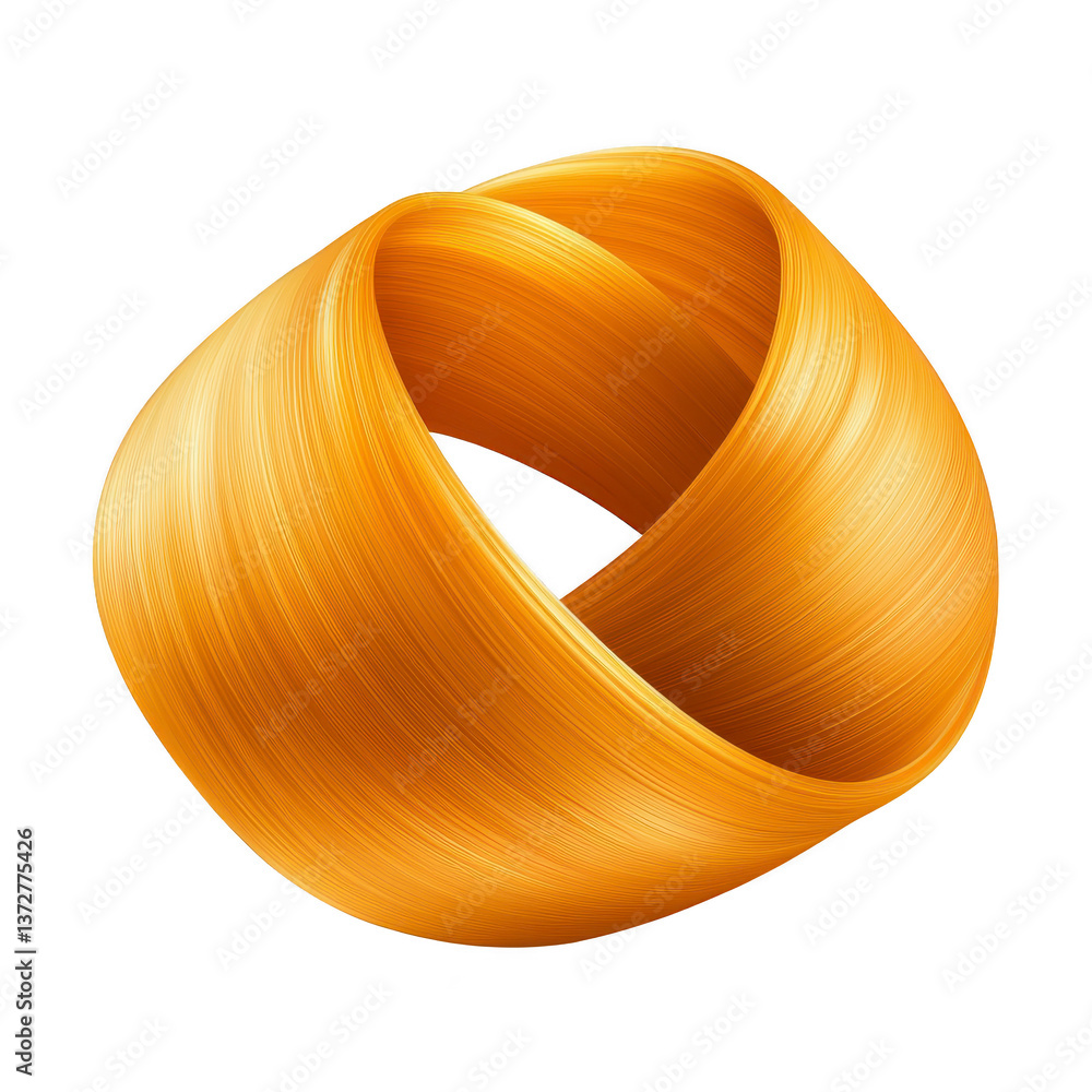 Aufkleber a this features shiny, golden, twisted ribbon forming abstract loop, creating sense of elegance and 