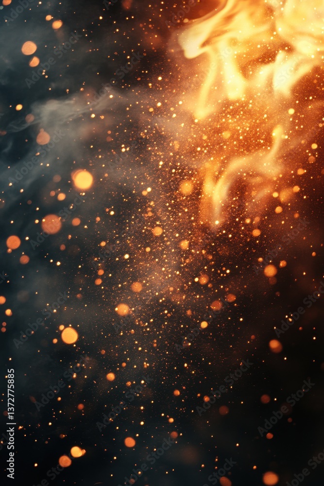 Poster ethereal dance of fire and smoke in a dark canvas creating a mesmerizing display of light and shadow