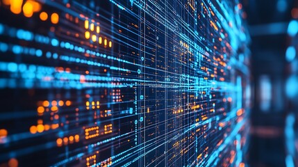 Digital command center with neon electronic pathways high resolution picture