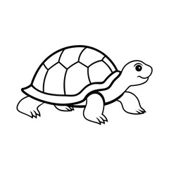 Isolated brown tortoise walking slowly, a cute reptile