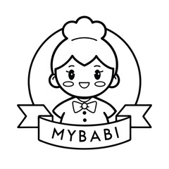 Cute baby girl smiling with a vector banner sign