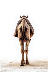 Camel from behind standing on white background