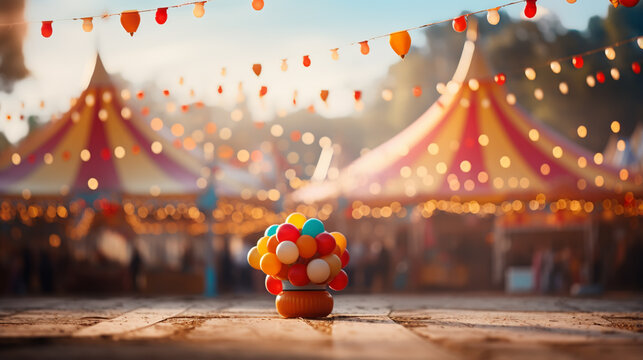 panorama abstract blur image of day festival in garden with bokeh for background usage . (vintage tone)