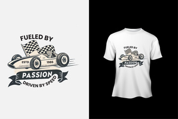 Racing team t shirt typography slogan design apparel for print modern type vector.