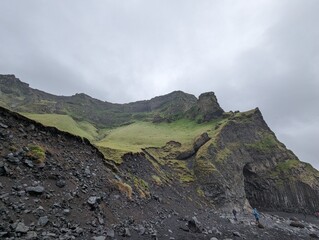 mountain landscape with clouds, iceland