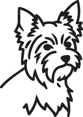 Fototapeta premium Artistic outline of a Yorkshire Terrier dog profile in a minimalist black and white design