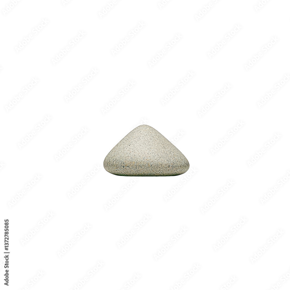 Aufkleber a smooth, triangular pebble with speckled texture is centered on plain background, showcasing its na