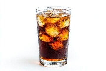 A single serving of soft drink, isolated on a white background