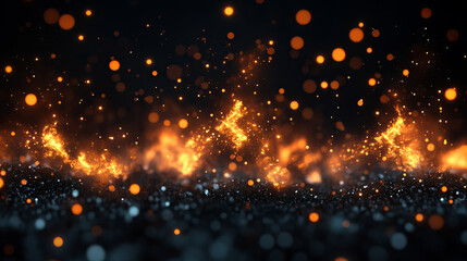 Fototapeta premium Dynamic sparks and flames illuminate a dark background in a captivating display of heat and light