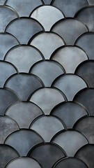 Fototapeta premium Elegant dark metallic tile design with overlapping fan shapes, ideal for architectural phone wallpapers.