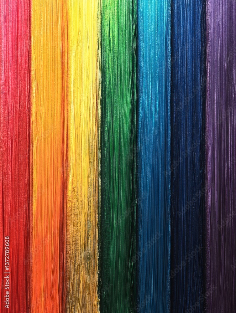 Poster vibrant rainbow spectrum of textured acrylic paint strokes creating a colorful abstract background w