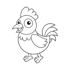 Cute cartoon rooster illustration isolated on white background