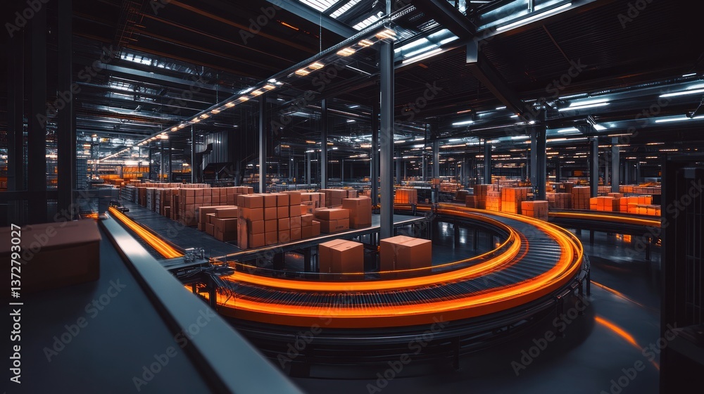 Poster automated warehouse conveyor system: modern logistics and efficient package handling