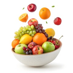 fruit bowl isolated on white background