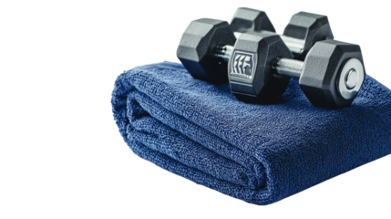 A gym towel with motivational quote embroidery, isolated on white background --ar 16:9