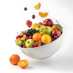 fruit bowl isolated on white