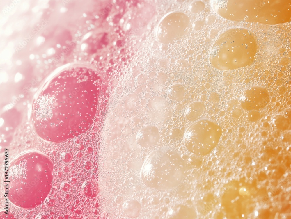Poster abstract macro photography of pink and orange bubbles creating a soft and dreamy visual texture for 