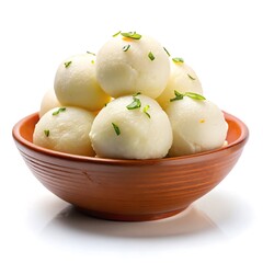 Isolated Rasgulla with Mint Leaf in Black Bowl on white background.jpg