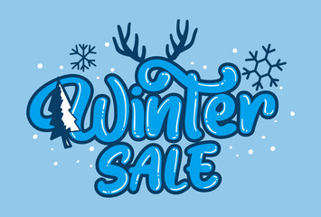 Winter sale lettering vector illustration