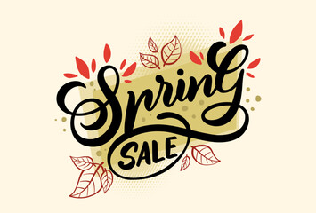 Spring sale lettering vector illustration