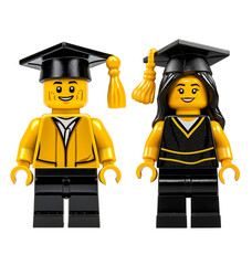 Naklejka premium Lego figures, graduate student, male and female student