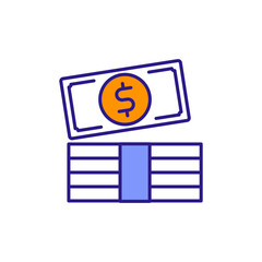 Cash Icon with Stacked Paper Bills.