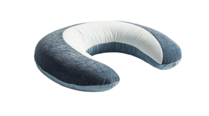 A memory foam travel pillow with removable cover, isolated on white background --ar 16:9