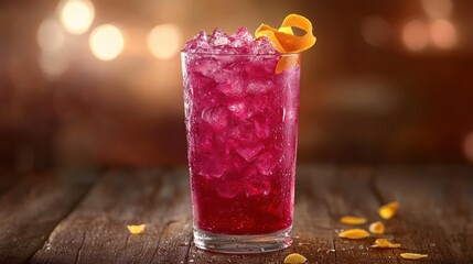 Refreshing Crimson Cocktail with Orange Twist