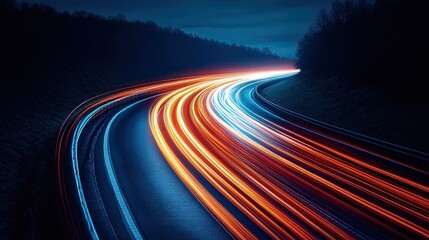 Naklejka premium Concept of business goals with light trails, symbolizing vision and direction.