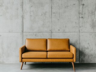 Industrialchic living room with concrete walls, leather furniture, and vintageinspired decor pieces