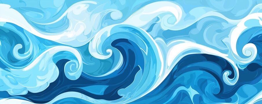 Blue wave background. Abstract water ripple texture. Vector psychedelic wavy line pattern. Retro marine theme trippy navy illustration. Summer sea blue funky fluid swirl backdrop