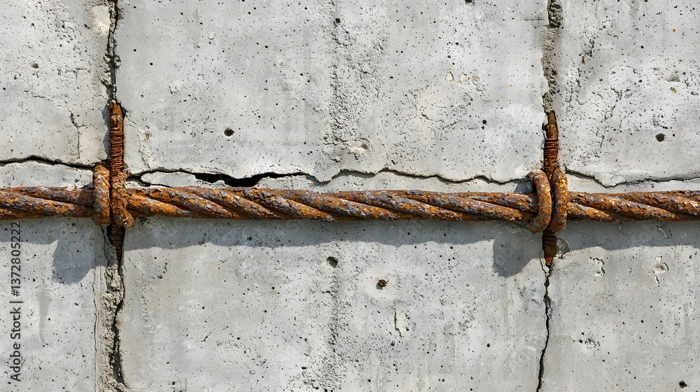 Aufkleber texture of concrete with cable: a close-up showcases the weathered texture of concrete, intersected 