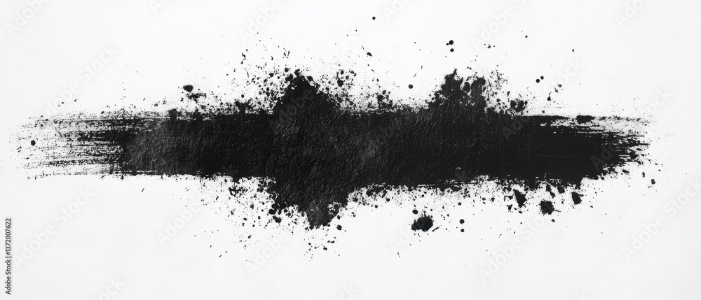 Poster dramatic black ink stroke on white canvas creating a bold artistic statement with expressive texture