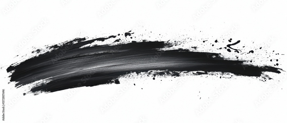 Poster dramatic black paint stroke on white canvas creating a dynamic abstract design for artistic projects