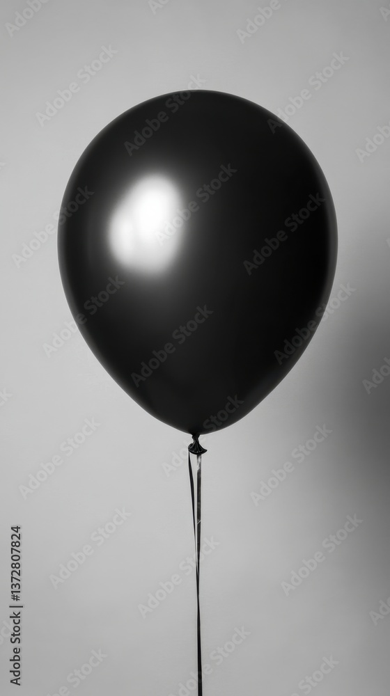 Poster monochrome balloon floating against a soft gray backdrop creating a sense of minimalist elegance and