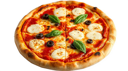 This image features a delicious pizza with beautifully melted cheese. The crispy crust, flavorful sauce, fresh vegetables, and spices make it a perfect treat for any food lover.

