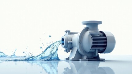 High-efficiency centrifugal water pump with a powerful motor, delivering a continuous flow of liquid