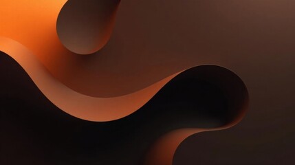 Abstract Brown and Orange Paper Curves Elegant Swirls of Color and Shadow
