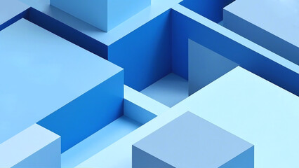 Abstract blue 3D cubes pattern forms a geometric vector design
