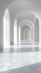 Softly illuminated marble corridor with symmetry high resolution picture