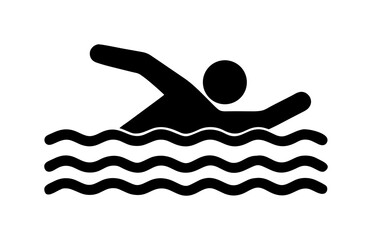 black outline drawing of a person swimming