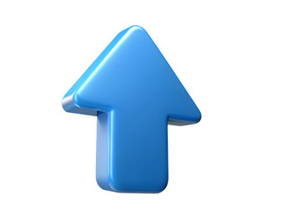 Blue 3D Up Arrow icon Isolated on transparent background.


