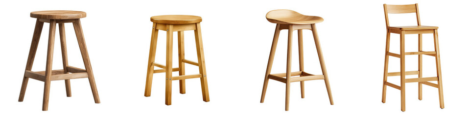 Rustic wooden bar stool realistic furniture photography