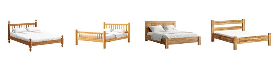 Showcase rustic wooden bed photorealistic furniture modern and antique blend soft lighting