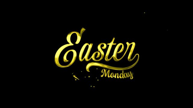 Easter Monday lettering text animation with alpha channel. Suitable for Easter holidaythemed designs, social media posts, blog headers, and festive promotional materials.
